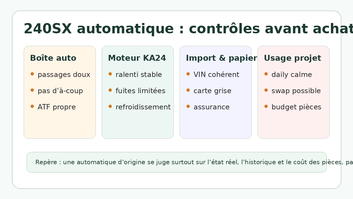 Checklist avant achat pour une Nissan 240SX automatique