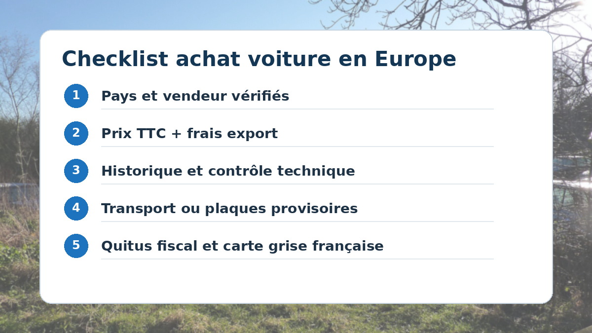 checklist pour comparer une annonce AutoScout24 Europe avant import