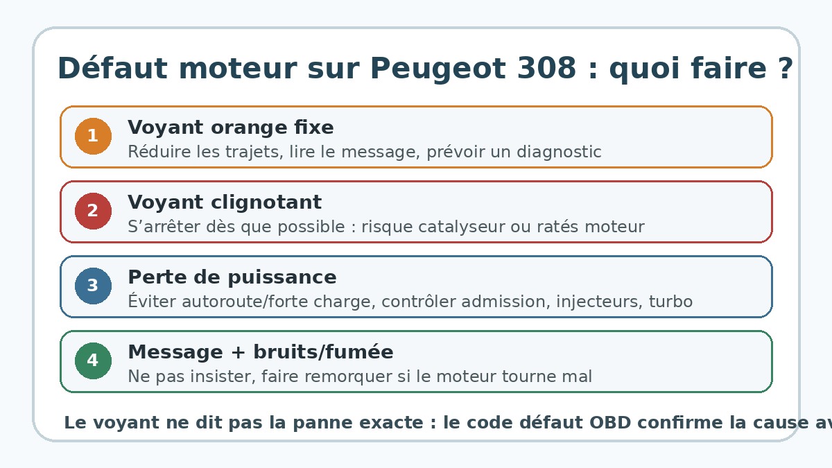 Réflexes à adopter face à un défaut moteur sur Peugeot 308