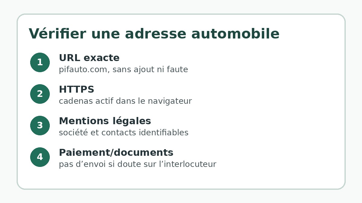 Checklist pour vérifier pifauto.com officiel avant une démarche automobile