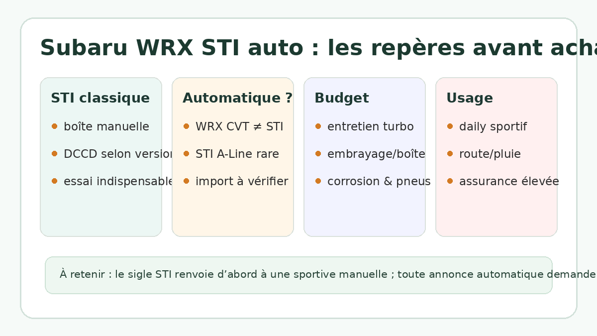 Repères avant achat pour une Subaru WRX STI auto