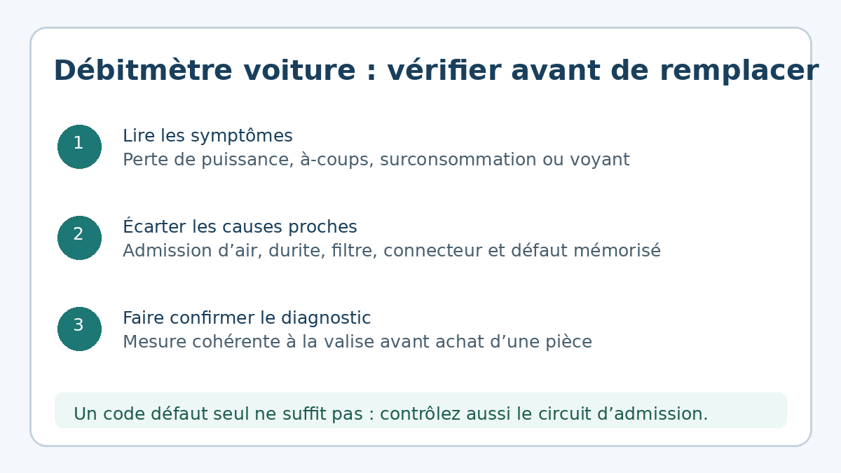 Étapes pour contrôler les causes possibles d’un problème de débitmètre voiture