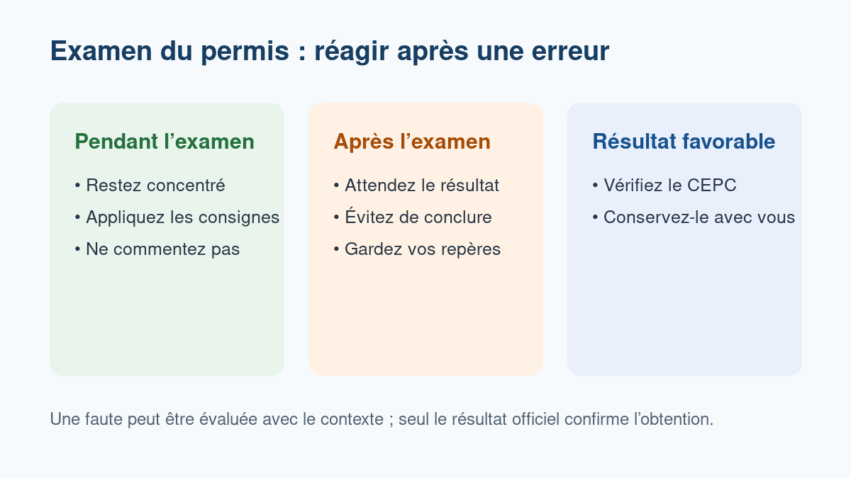 Repères à suivre après une erreur pendant l’examen pratique du permis