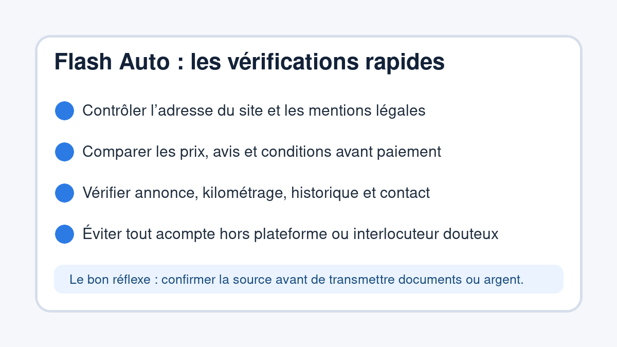 Checklist pour vérifier Flash Auto avant paiement ou envoi de documents