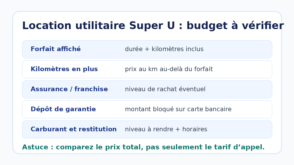 Checklist budget pour louer un utilitaire Super U
