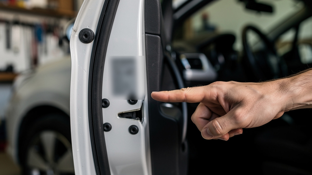 Repérer l’étiquette de pression des pneus dans l’encadrement de porte