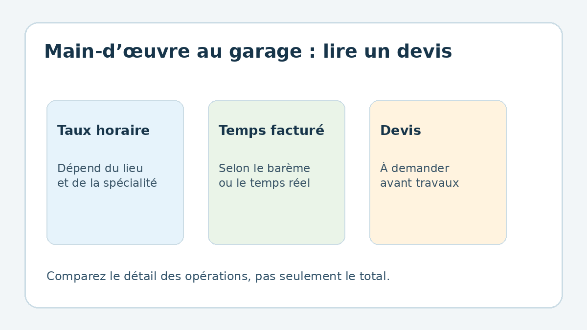 Repères pour comprendre le prix de la main-d’œuvre dans un garage automobile