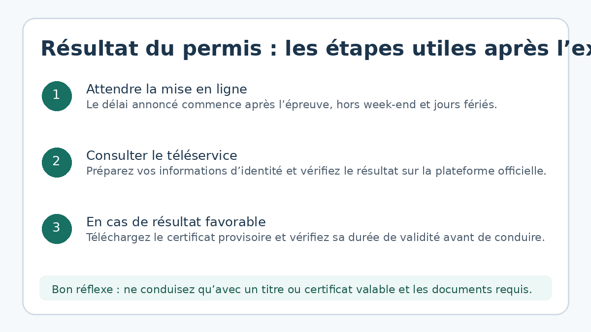 Étapes pour consulter le résultat du permis après 24 heures