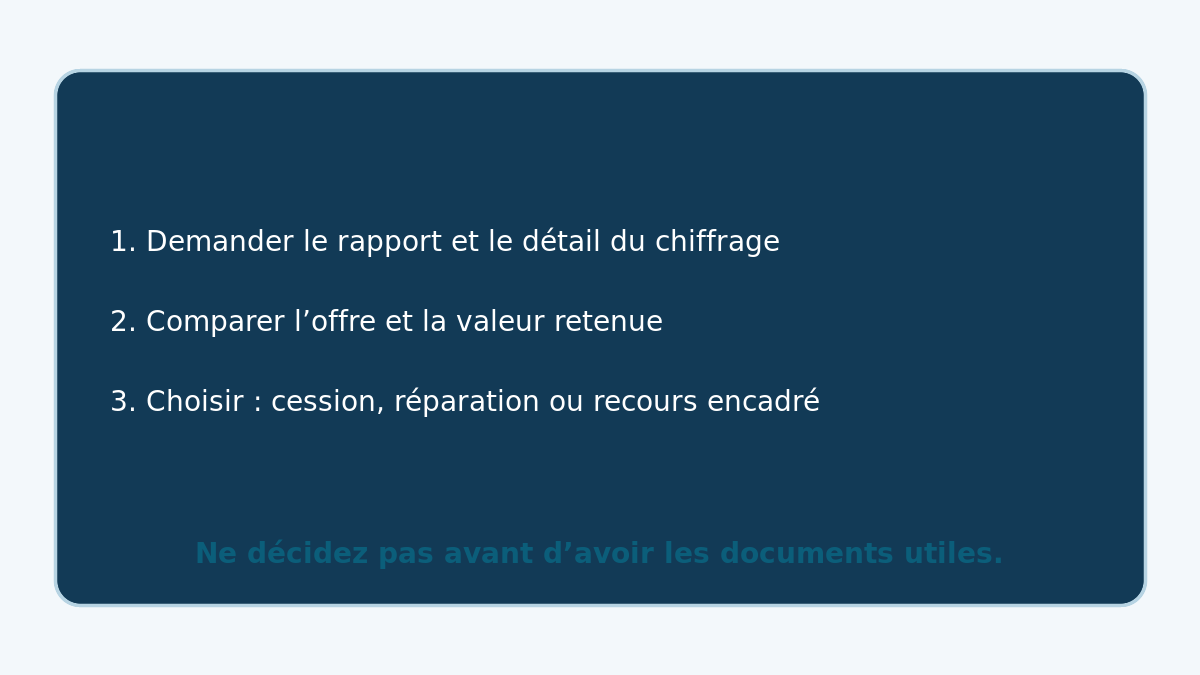 Étapes utiles après une décision RSV pour une voiture accidentée