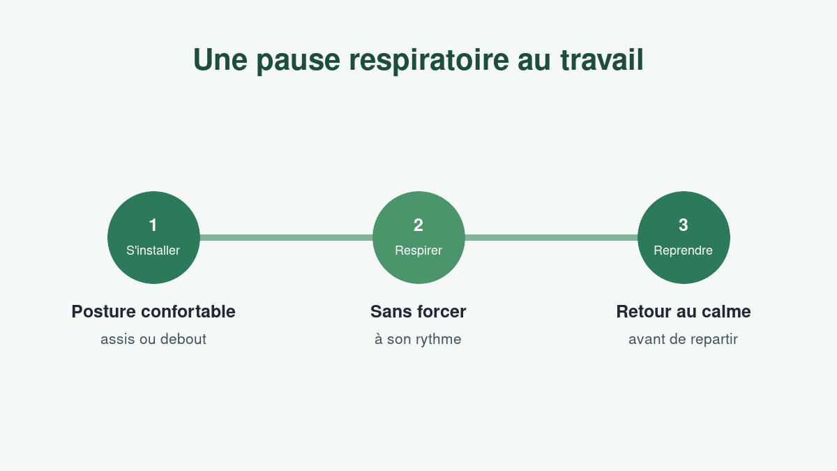 Étapes simples d'une pause respiratoire au travail