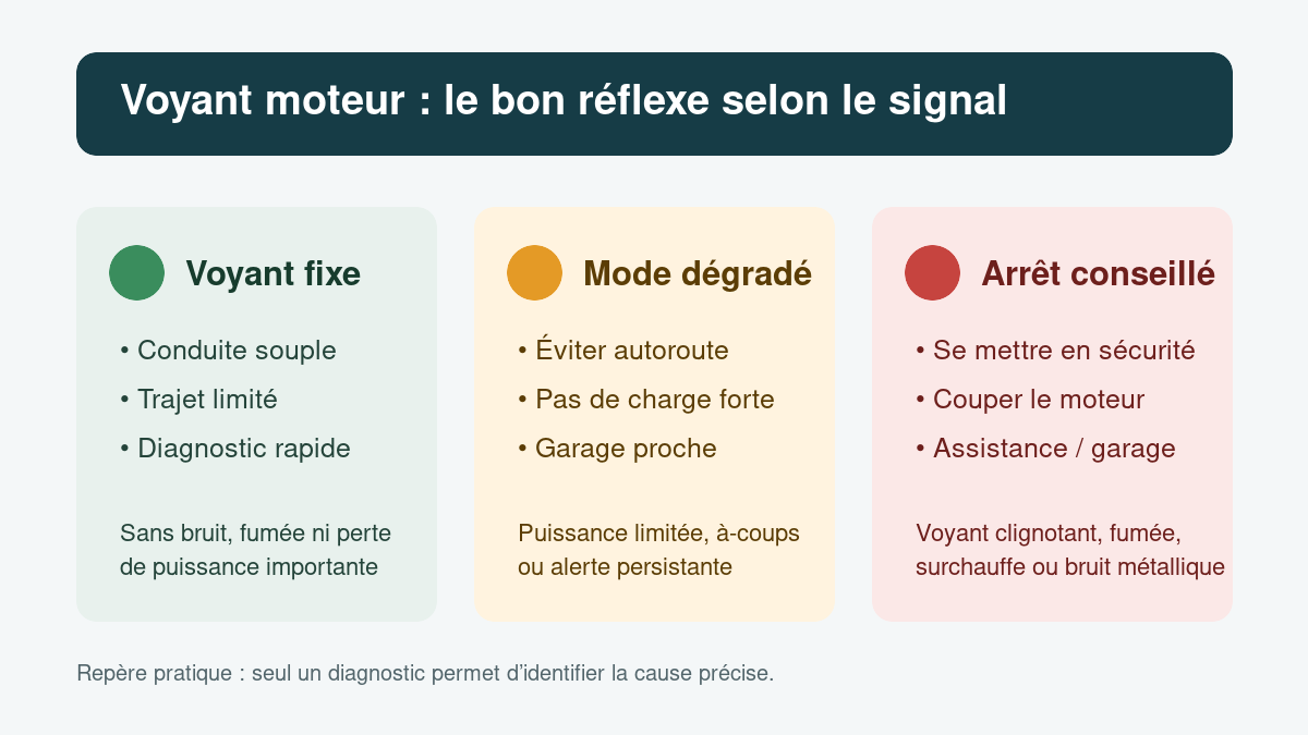 Repère visuel pour réagir à un voyant défaut moteur